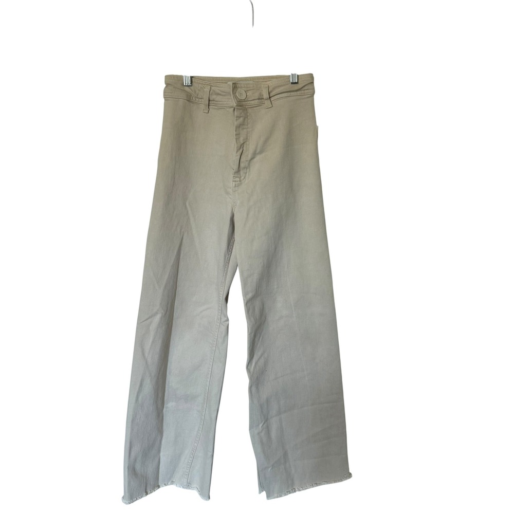 Zara Marine Straight Jeans Womens 4‎ Sand Beige Excellent High Waist Raw Hem